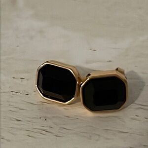 Salo Elegant Black and Gold Stud Earrings